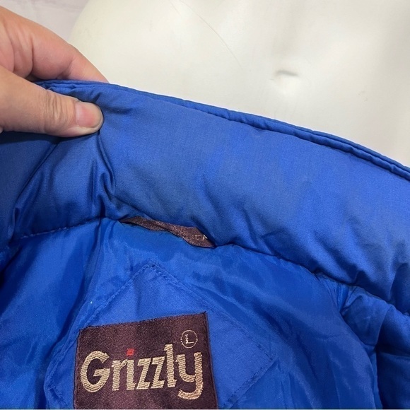 VINTAGE 90s blue Puffer Jacket Large Made in Korea Brand Grizzly GUC - Picture 13 of 16
